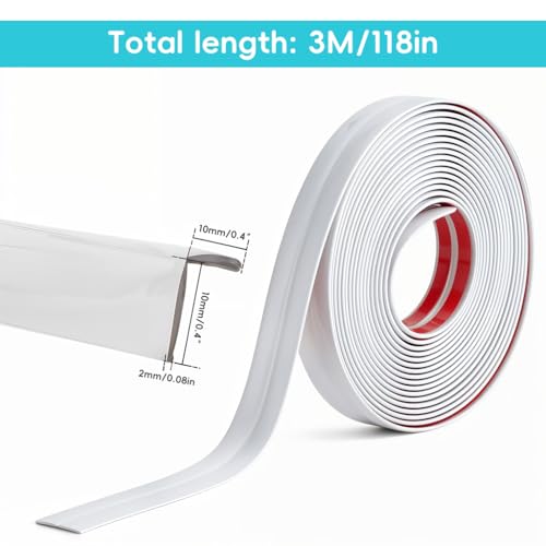 HASTHIP® 9.84ft Wall Molding Trim Waterproof L-Corner Trim Self-Adhesive PVC Guard Cuttable Customized - Image 3