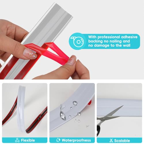 HASTHIP® 9.84ft Wall Molding Trim Waterproof L-Corner Trim Self-Adhesive PVC Guard Cuttable Customized - Image 2