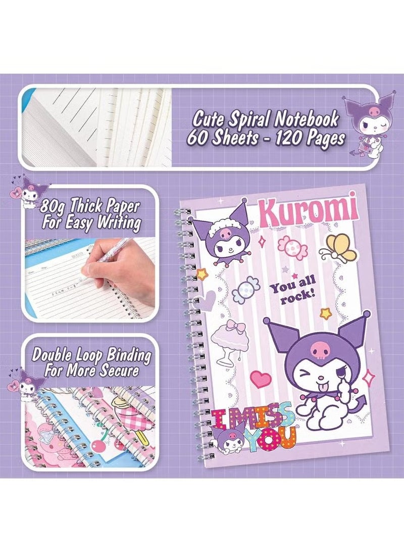 kuromi Cute Kuromi Anime School Supplies Set, Kawaii Stationery Set for Girls, Purple Rollerball Pens, Pencil Case, Notebook, Sticky Notes - Image 2