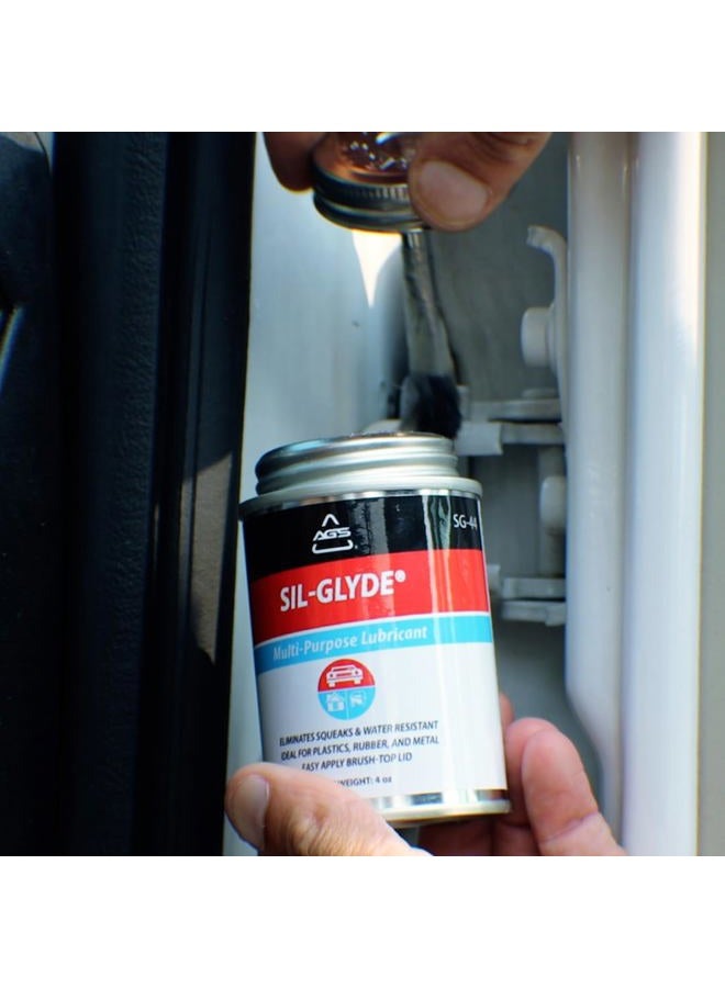 AGS Automotive Solutions SIL-Glyde Brush Top Can Multi-Purpose All-Weather Lubricating Compound for All Surfaces, 4 oz Lubricant Can, Silicone Lubricant, Ensure Friction Resistance - Image 3