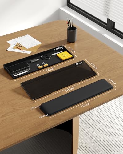 Laborio Computer Keyboard Stand with Storage Box, Keyboard Riser Wrist Rest for Desktop, Office Desk Organizer Accessories(Clear Black) - Image 5