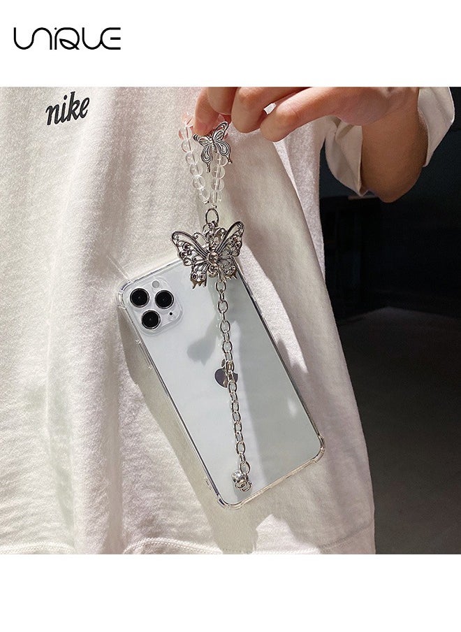 Unique - For iPhone 15 Pro Max Case - Metal Butterfly with Bracelet - Transparent Phone Case - Drop Protection - Image 1