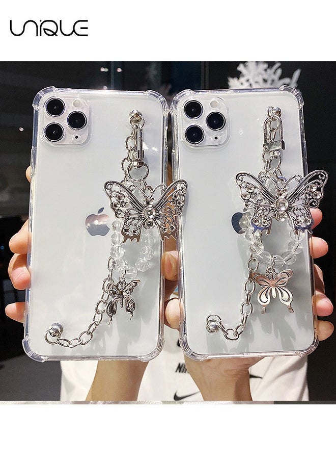 Unique - For iPhone 15 Pro Max Case - Metal Butterfly with Bracelet - Transparent Phone Case - Drop Protection - Image 1