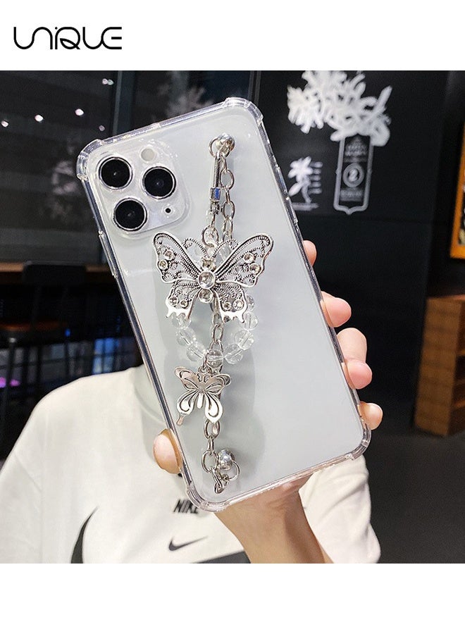 Unique For iPhone 15 Pro Max Case - Metal Butterfly with Bracelet - Transparent Phone Case - Drop Protection - Image 1