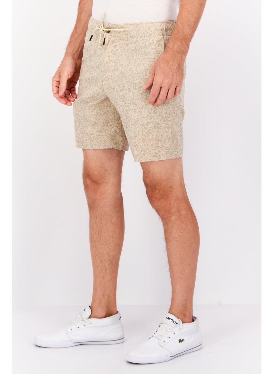 PERRY ELLIS Men Floral Print Basic Short, Beige  - Image 2