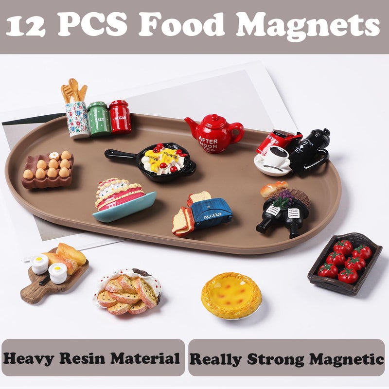 Favensen 12pcs Cute Food Fridge Magnets for Fridge Cute Magnet Refrigerator Stickers for Kitchen Magnet Decorative Strong Resin Fun Magnets Home Decor Office - Image 3
