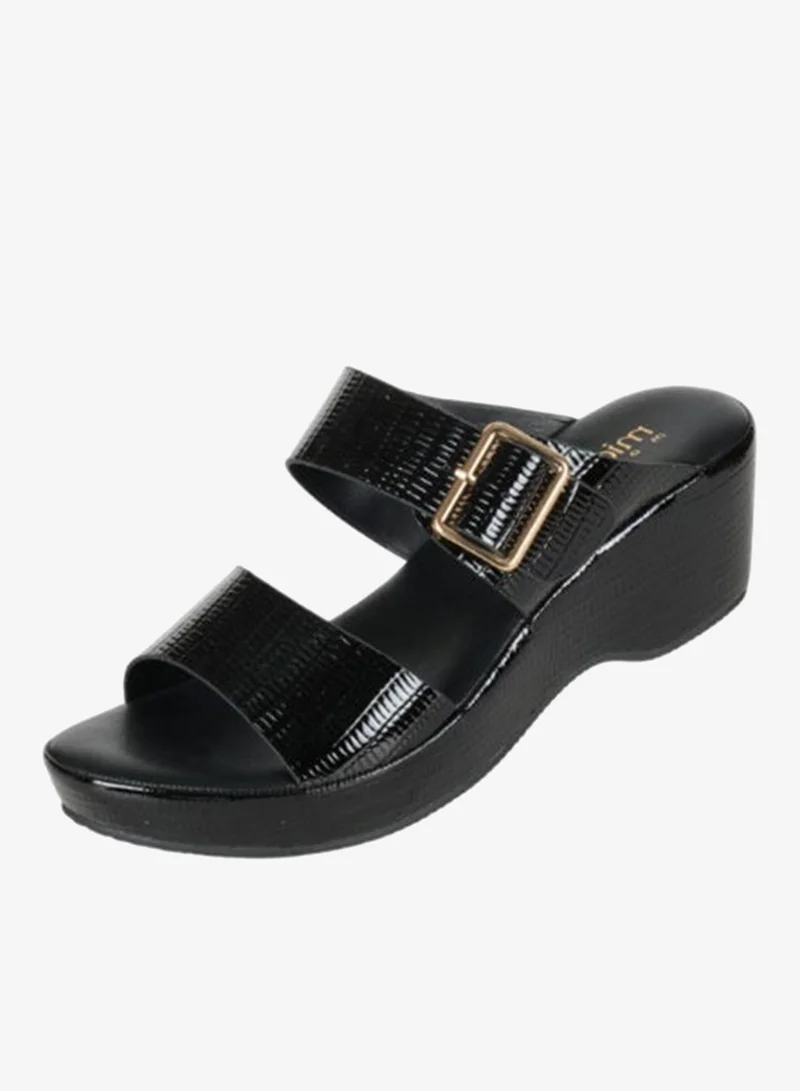 ميشيل مورجان صنادل ميشيل مورغان نسائية بكعب ويدج أسود