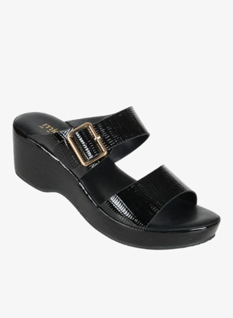 ميشيل مورجان صنادل ميشيل مورغان نسائية بكعب ويدج أسود