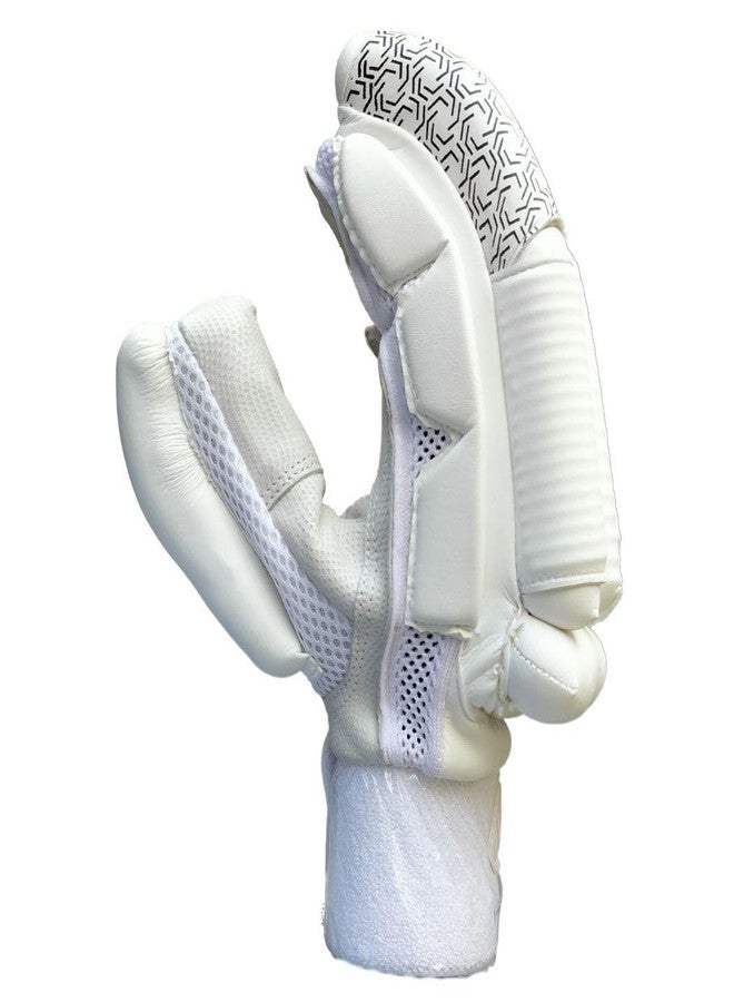 THRAX Pro lite Cricket Batting Gloves (Mens Size Right-Handed) All White - Image 3