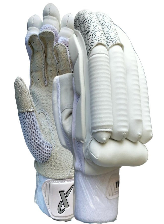THRAX Pro lite Cricket Batting Gloves (Mens Size Right-Handed) All White - Image 2
