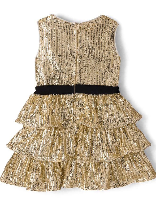 GYMBOREE Baby Girls' and Toddler Sleeveless Dresses, Sequin Gold, 12 - Image 3