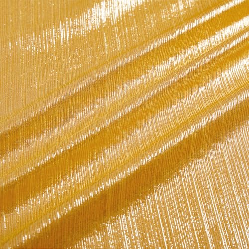 MaiMaiSuan 60’’ Wide Soft Shiny Stretch Metallic Luster Rib Knit Fabric for Dancing Dress Costume Wedding Dress DIY Clothing Fabric(1 Yard,Gold) - Image 1