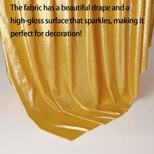 MaiMaiSuan 60’’ Wide Soft Shiny Stretch Metallic Luster Rib Knit Fabric for Dancing Dress Costume Wedding Dress DIY Clothing Fabric(1 Yard,Gold) - Image 3