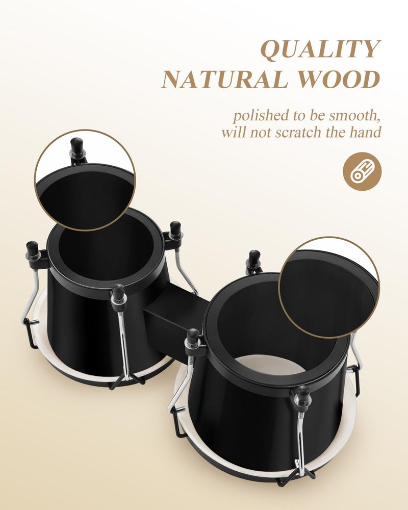 Eastar Bongo Drums 6” and 7” Congas Drums for Kids Adults Beginners Professional Wood Percussion Instrument with Bag and Tuning Wrench, Black - Image 4