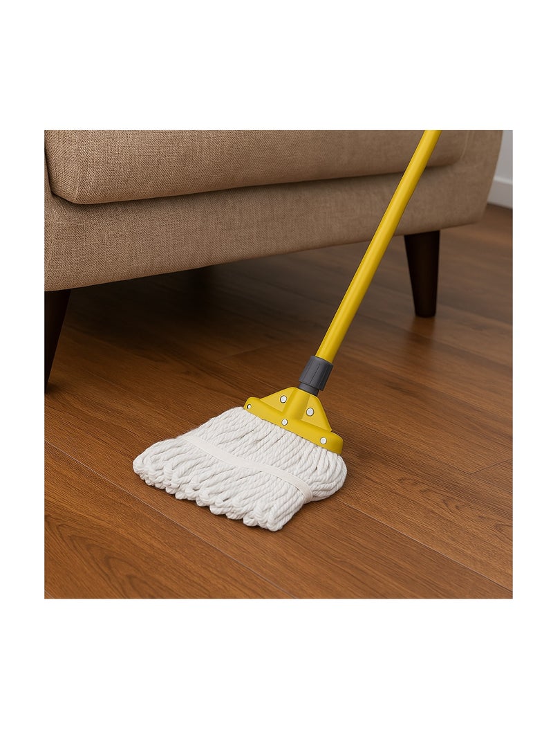 Royalford RoyalBright Classic Cotton Floor Mop with 120cm Iron Handle RF12783 Super Absorbent Universal Thread Handle Cost-Effective 100% Microfibre Removable and Washable Head for all Floor types - Image 4