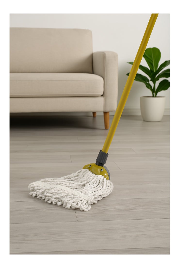 Royalford RoyalBright Classic Cotton Floor Mop with 120cm Iron Handle RF12783 Super Absorbent Universal Thread Handle Cost-Effective 100% Microfibre Removable and Washable Head for all Floor types - Image 1