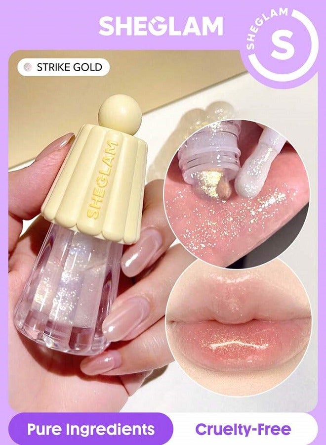 SHEGLAM Jelly Wow Hydrating Lip Oil-Strike Gold - Image 1