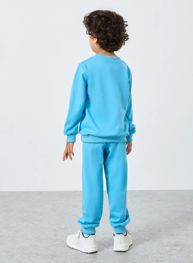 Styli Styli Blue Graphic Print Sweatshirt and Joggers Set