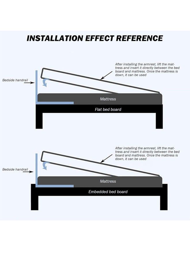 بيوينتي الدرابزينات لسلامة كبار السن مع جيوب تخزين قابلة للتعديل مع دعم جانبي لمساعدة كبار السن تنزلق تحت فراش السرير مع عكاز طبي لحماية السرير ومقابض سرير الأسرة - Image 4