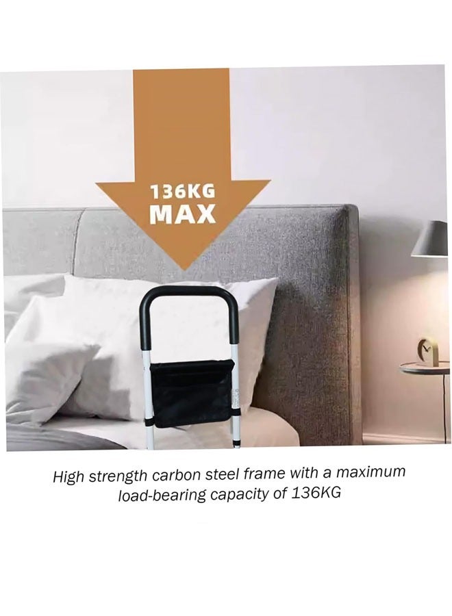 بيوينتي الدرابزينات لسلامة كبار السن مع جيوب تخزين قابلة للتعديل مع دعم جانبي لمساعدة كبار السن تنزلق تحت فراش السرير مع عكاز طبي لحماية السرير ومقابض سرير الأسرة - Image 3