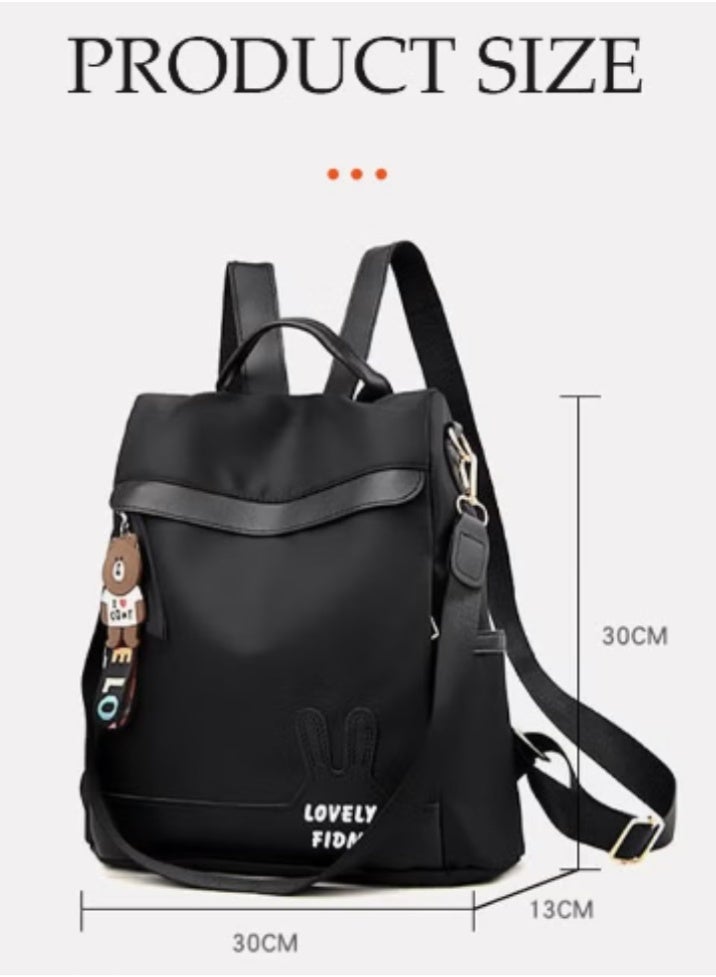 DUNISO Black Backpack with Cute Charm | Minimalist Design, Stylish and Adorable - Image 2