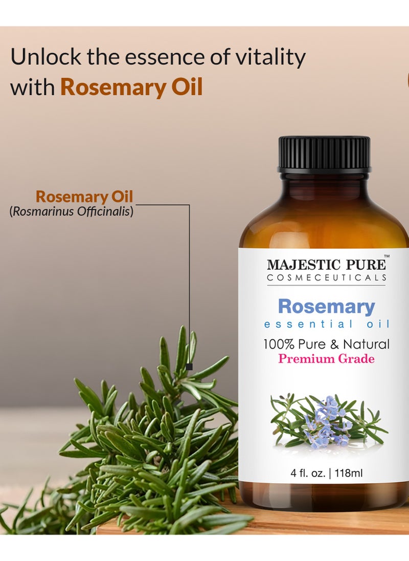 Majestic Pure Rosemary Oil for Hair Growth - 118 ML | Large | 100% Pure and Natural | Premium Grade Essential Oils for Hair growth, Aromatherapy, Diffusers, Skin, Massage and Humidifiers |  - Image 3