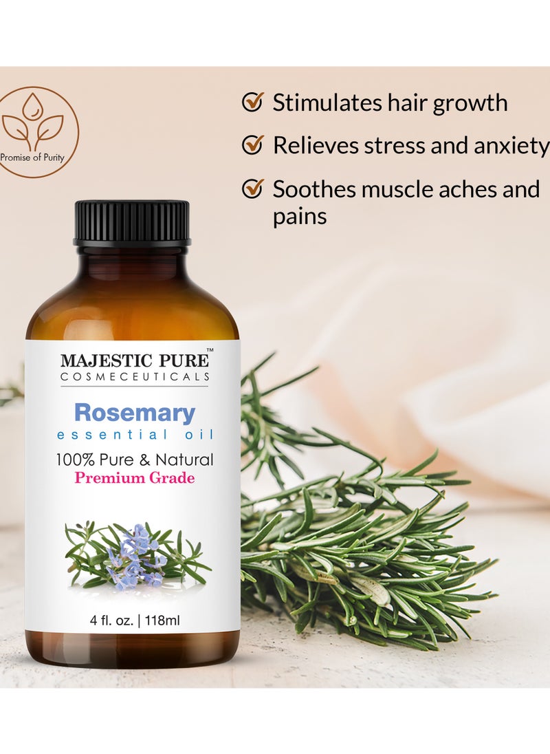 Majestic Pure Rosemary Oil for Hair Growth - 118 ML | Large | 100% Pure and Natural | Premium Grade Essential Oils for Hair growth, Aromatherapy, Diffusers, Skin, Massage and Humidifiers |  - Image 2