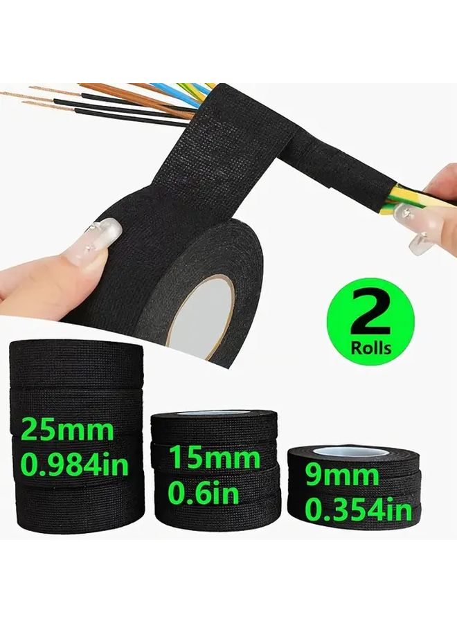 2pcs High Temp Flame Retardant Electrical Tape 9mm x 393.7inch Self Adhesive Automotive Wiring - Image 3