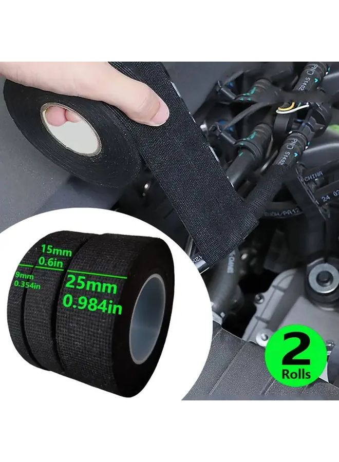 2pcs High Temp Flame Retardant Electrical Tape 9mm x 393.7inch Self Adhesive Automotive Wiring - Image 2