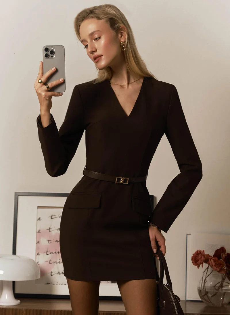 Lichi Mini dress with eco leather belt