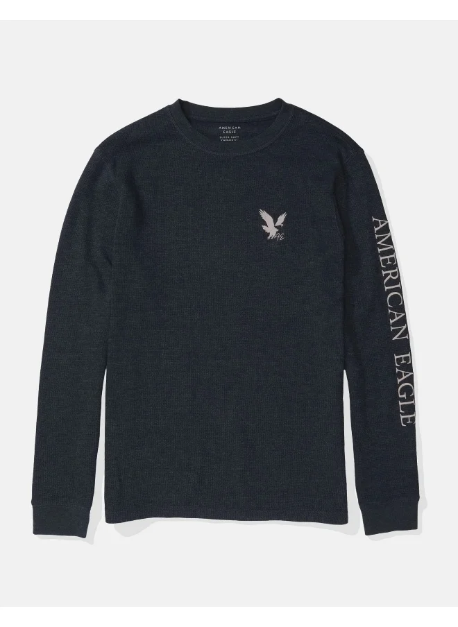 American Eagle AE Long-Sleeve Logo Graphic Thermal T-Shirt