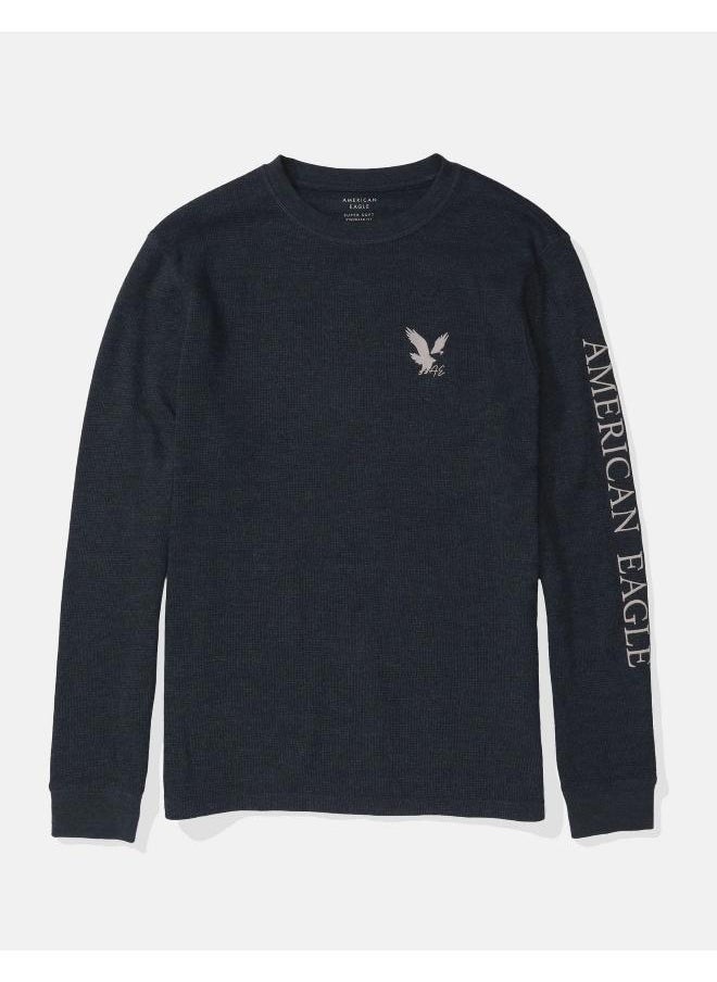 American Eagle AE Long-Sleeve Logo Graphic Thermal T-Shirt  - Image 3