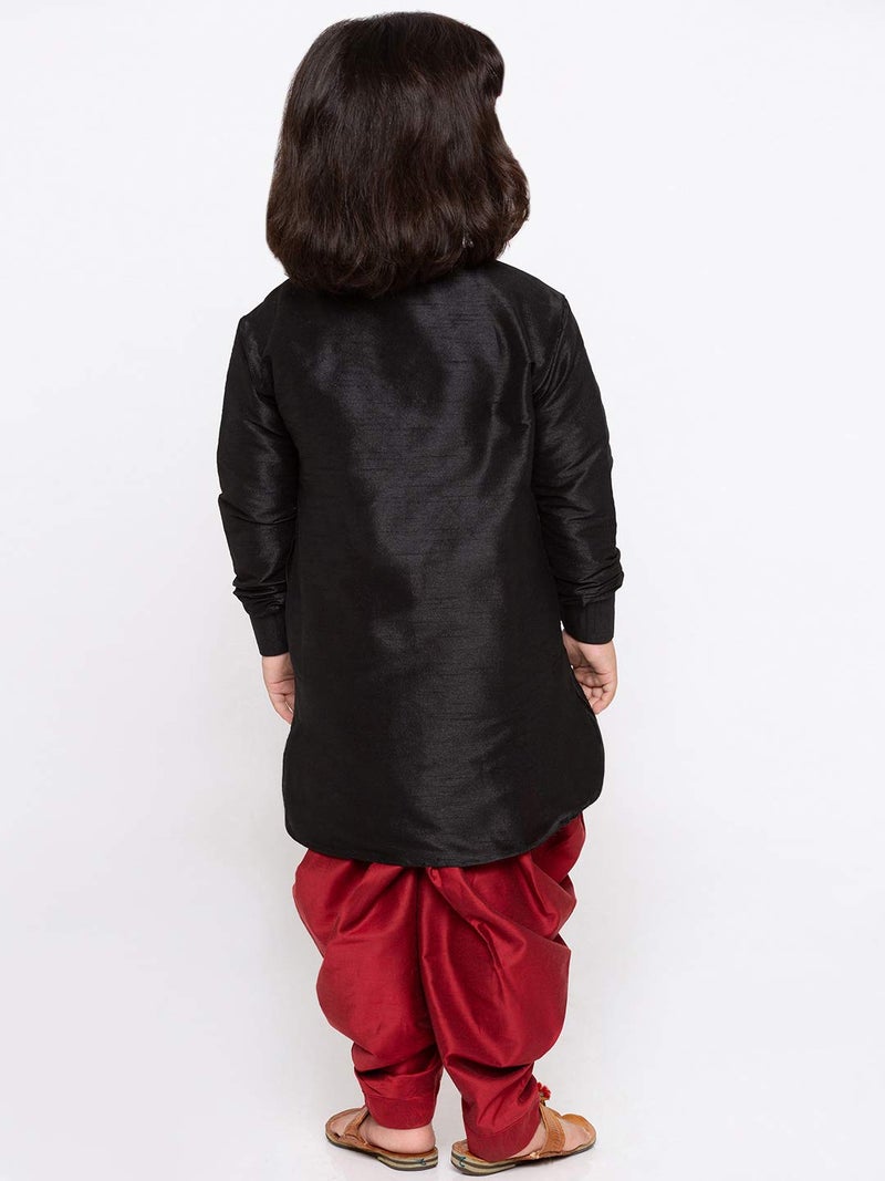JBN Creation Boys Silk Blend Kurta and Dhoti Set - Ethnic Elegance for Festivals | Pathani Style Full Sleeves Kurta and Cowl Style Patiala Dhoti Pant Set | Traditional Attire for Kids - Image 5