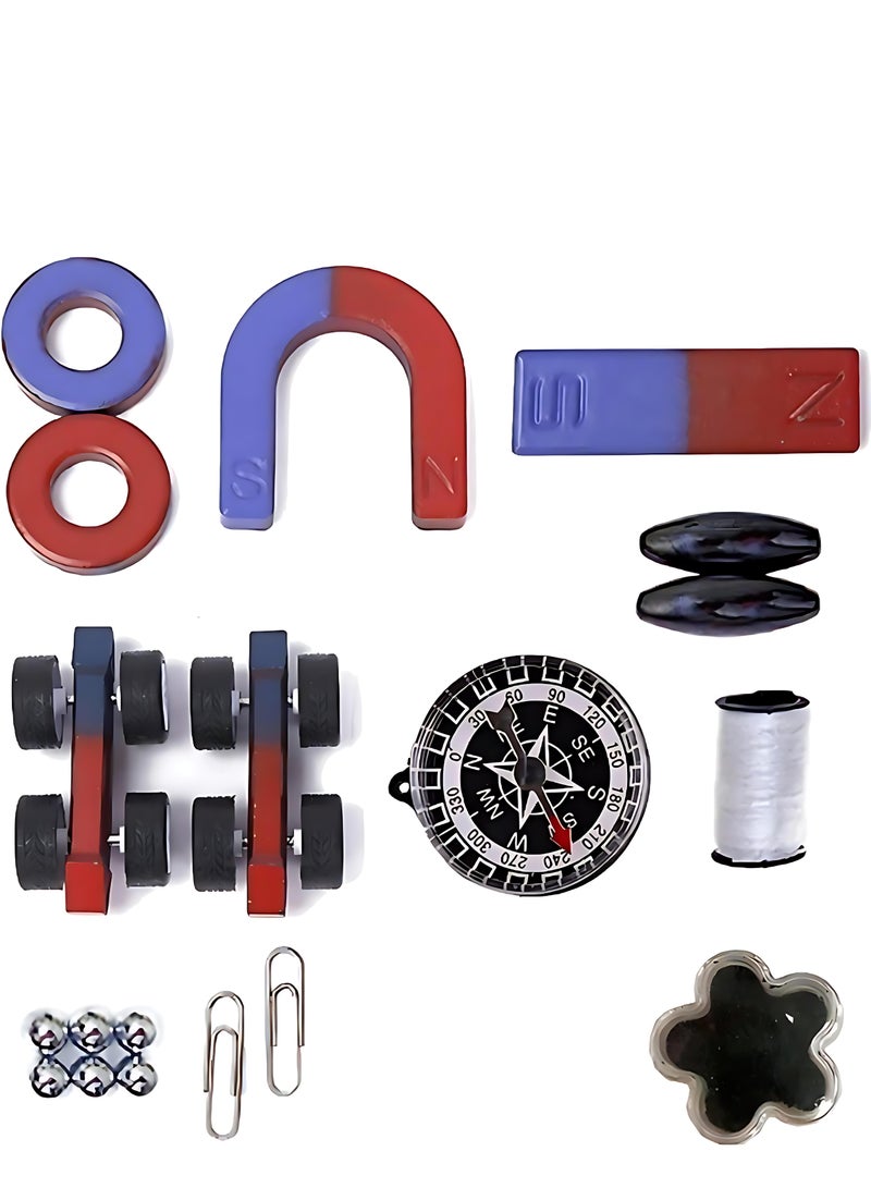 مجموعة مغناطيس علمية للأطفال 16 قطعة – لعبة تعليمية STEM لتجارب العلوم والفيزياء، للأطفال من 5-10 سنوات - Image 1