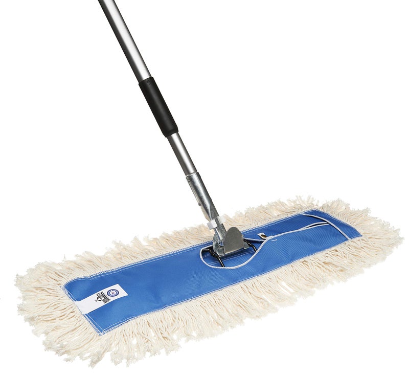 Nine Forty 36 Premium Cotton Dust Mop Kit  Heavy Duty Mop Head with Handle for Industrial Commercial and Residential Cleaning  Dry Floor Duster for Hardwood Surfaces  White