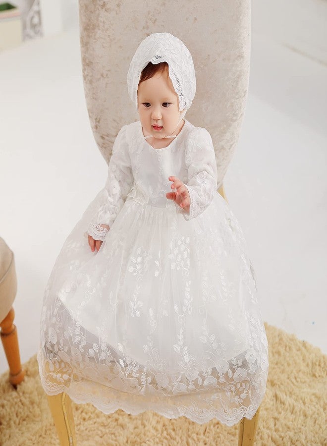 DPKM Baby Girl Baptism Dress 3PCS Infant Embroidered Christening Formal Gowns Outfit for Party Wedding - Image 2