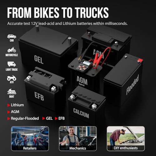 KONNWEI KW208 12V Car Battery Tester, 100-2000 CCA Load Tester Automotive Alternator Tester Digital Auto Battery Analyzer Charging Cranking System Tester for Truck Marine Motorcycle SUV Boat - Image 4