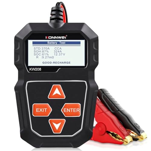 KONNWEI KW208 12V Car Battery Tester, 100-2000 CCA Load Tester Automotive Alternator Tester Digital Auto Battery Analyzer Charging Cranking System Tester for Truck Marine Motorcycle SUV Boat - Image 1