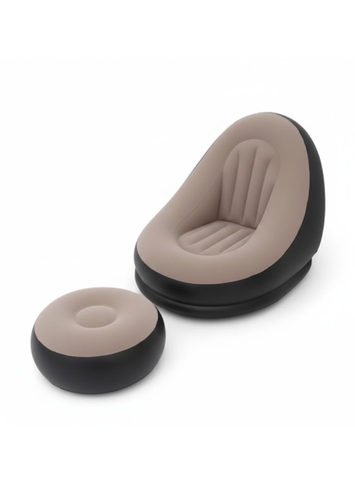 Inflatable Sofa Chair Set with Footrest and Air Pump Foldable Portable Air Lounge Couch for Indoor Outdoor Camping Picnic Beach - Image 1