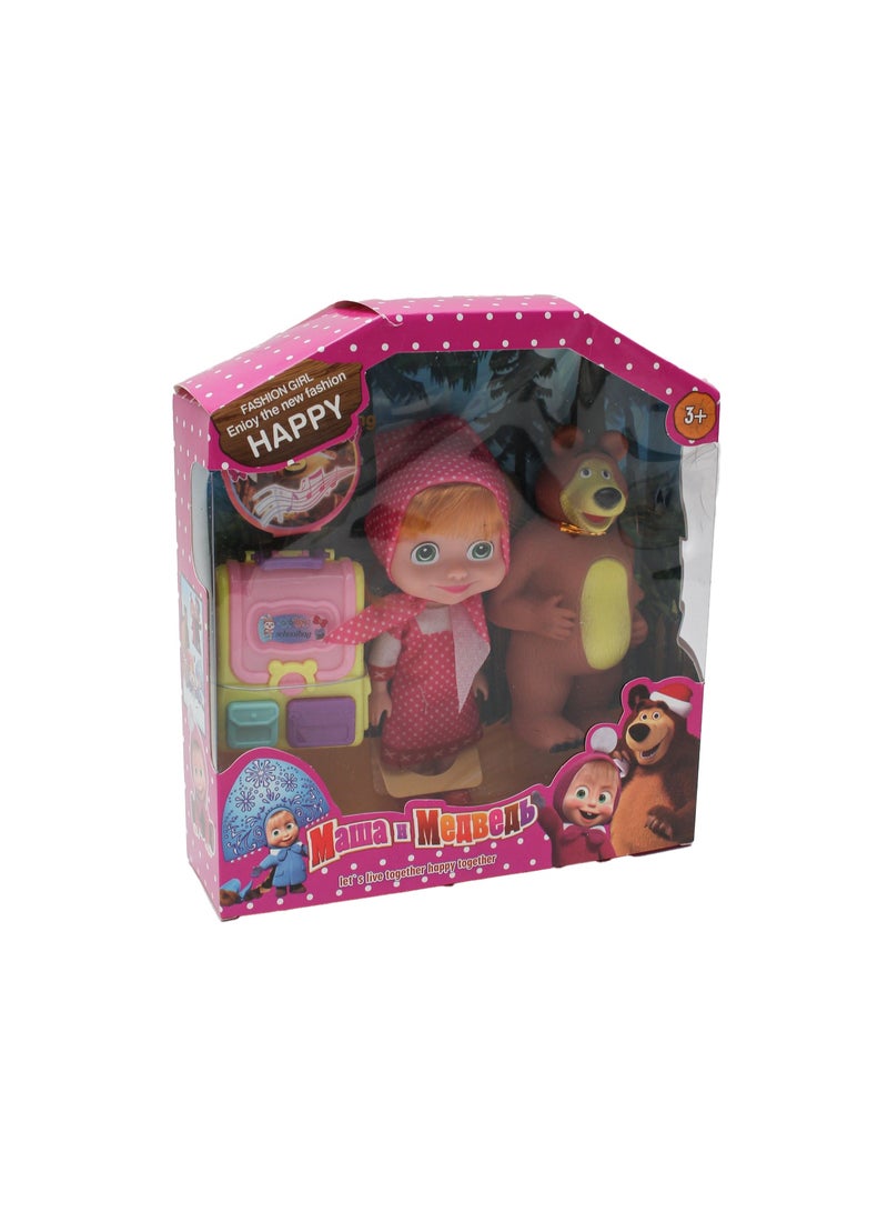 مجموعة لعب دمية ماشا والدب مع إكسسوارات – للأعمار 3+ سنوات، شخصيات كرتونية، هدية للأطفال - Image 1