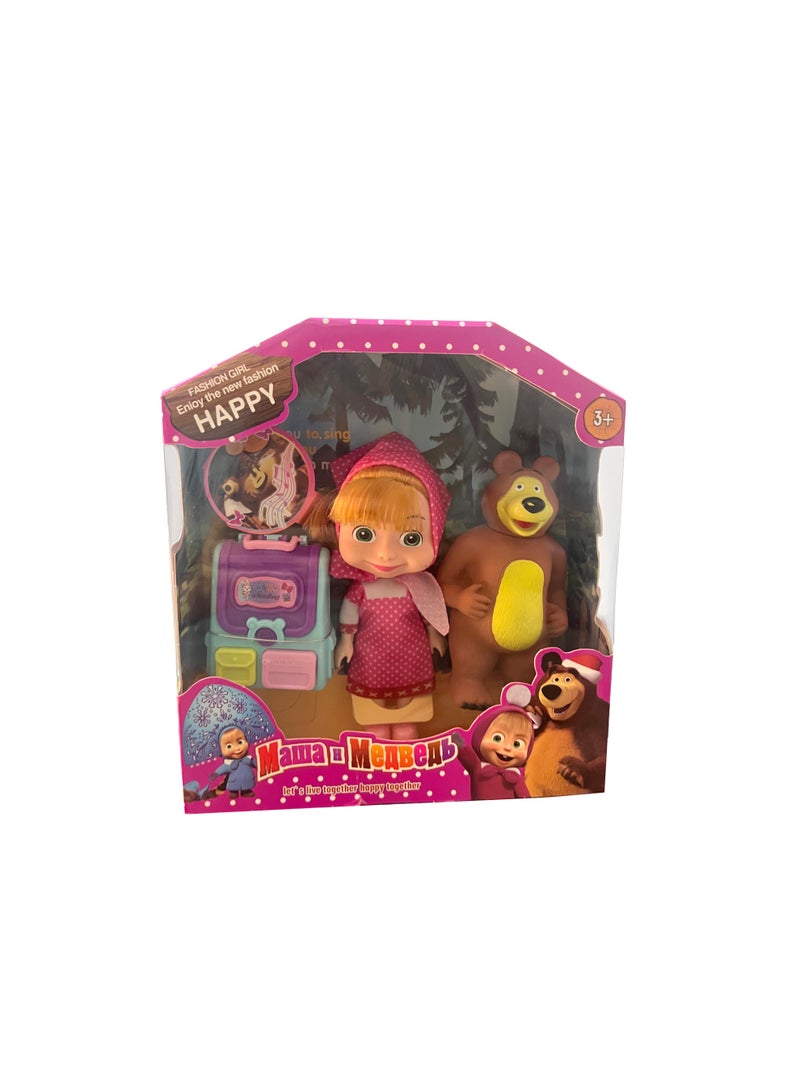 مجموعة لعب دمية ماشا والدب مع إكسسوارات – للأعمار 3+ سنوات، شخصيات كرتونية، هدية للأطفال - Image 2