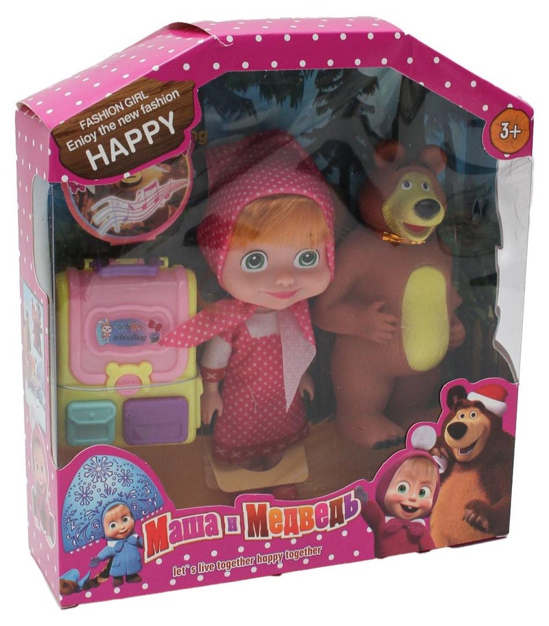 مجموعة لعب دمية ماشا والدب مع إكسسوارات – للأعمار 3+ سنوات، شخصيات كرتونية، هدية للأطفال - Image 1