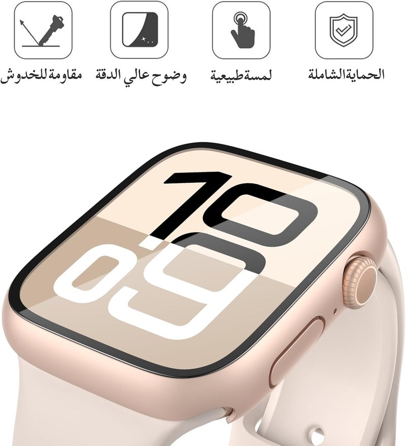 Misxi [2 Pack] 1 Rose Gold + 1 Clear Hard Case with Tempered Glass Screen Protector for Apple Watch, Ultra Thin Anti-Scratch Protective Cover for 42mm Apple Watch Series 11 (2025) Series 10 - Image 3