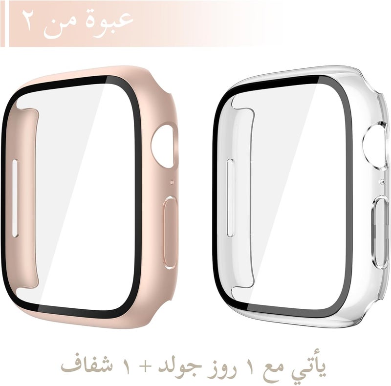 Misxi [2 Pack] 1 Rose Gold + 1 Clear Hard Case with Tempered Glass Screen Protector for Apple Watch, Ultra Thin Anti-Scratch Protective Cover for 42mm Apple Watch Series 11 (2025) Series 10 - Image 2