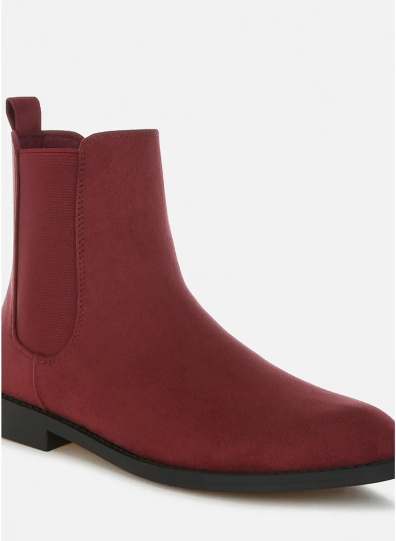 London Rag Burgundy London Rag Women's Low Block Heel Chelsea Boots In Burgundy for Women | Best Price UAE