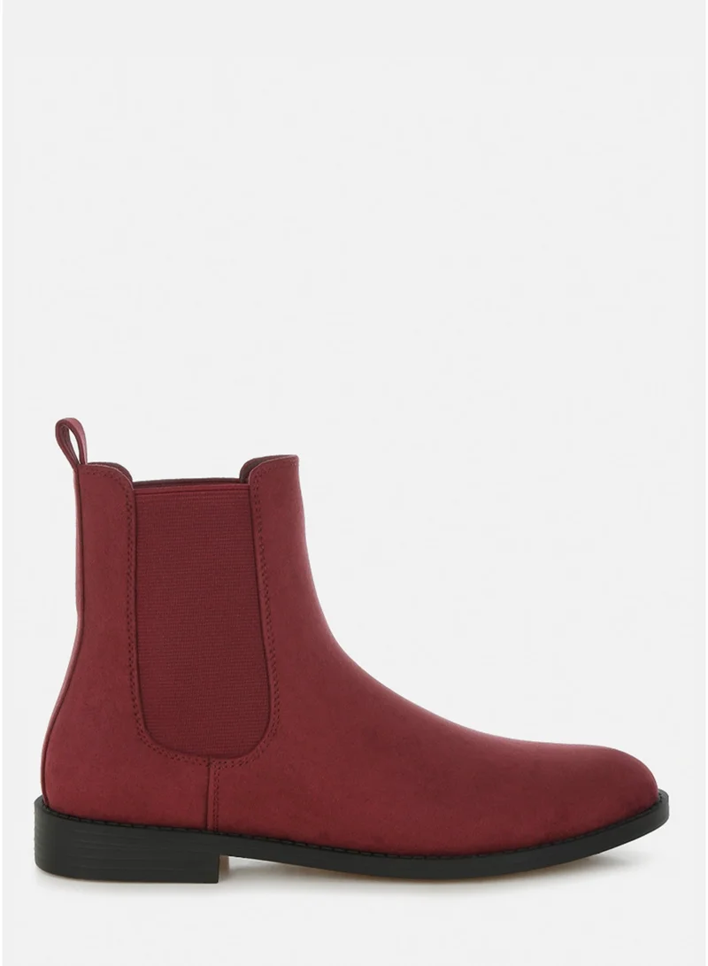 London Rag Women's Low Block Heel Chelsea Boots In Burgundy