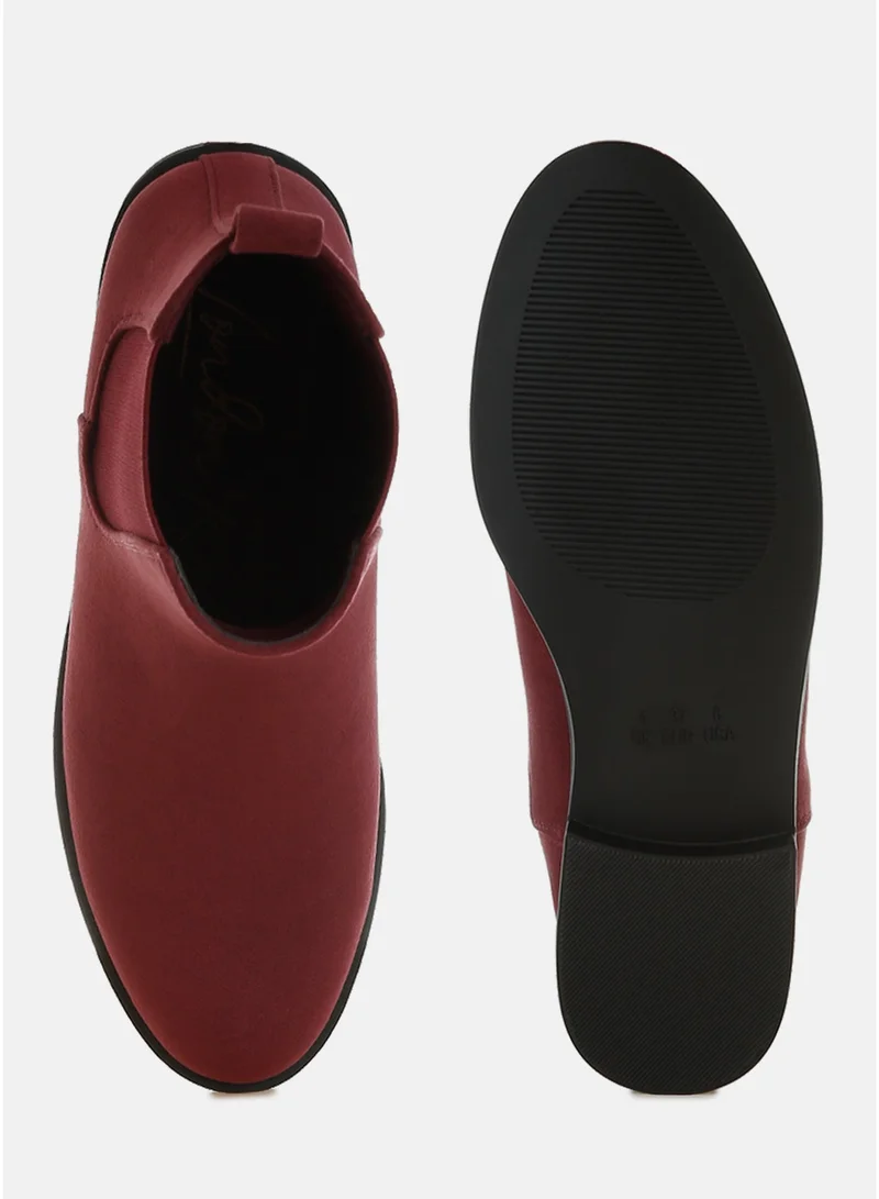 London Rag Burgundy London Rag Women's Low Block Heel Chelsea Boots In Burgundy for Women | Best Price UAE