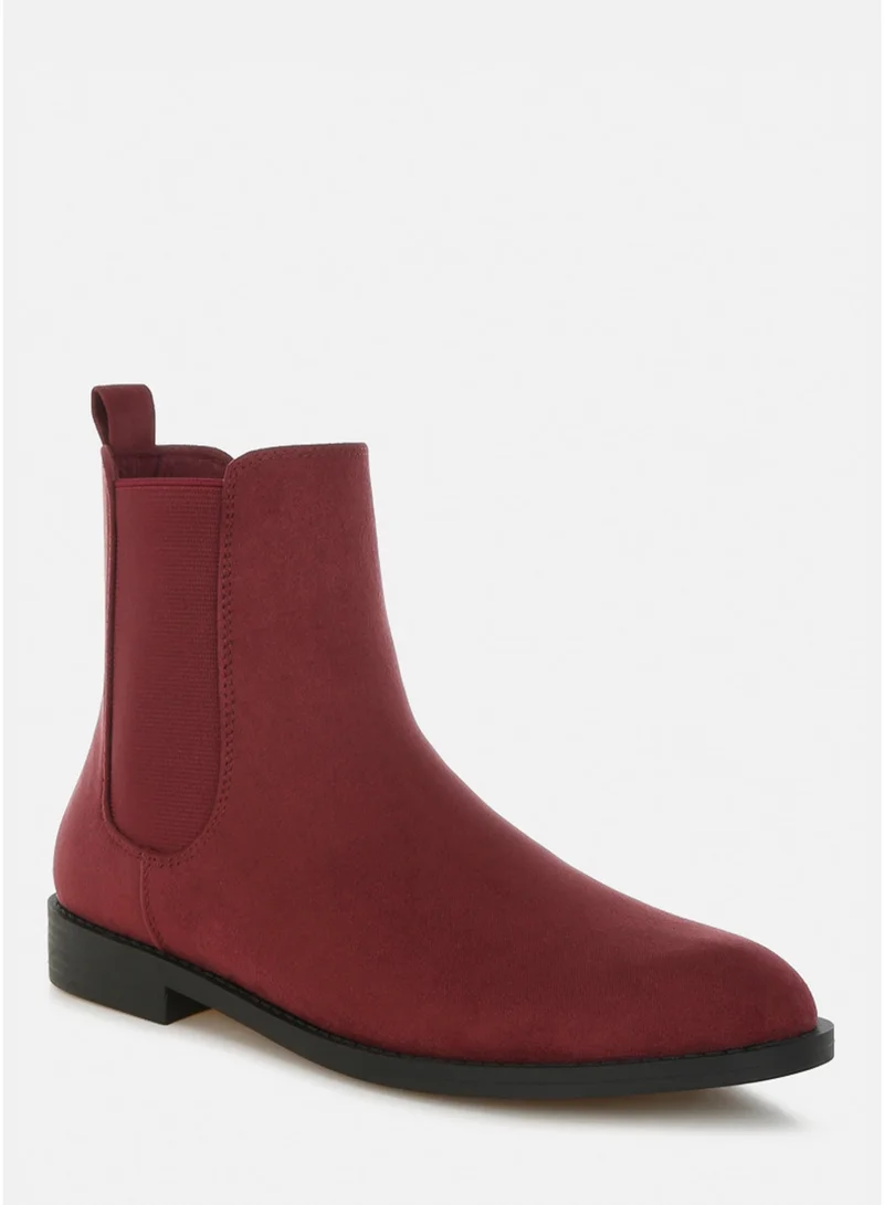 London Rag Burgundy London Rag Women's Low Block Heel Chelsea Boots In Burgundy for Women | Best Price UAE