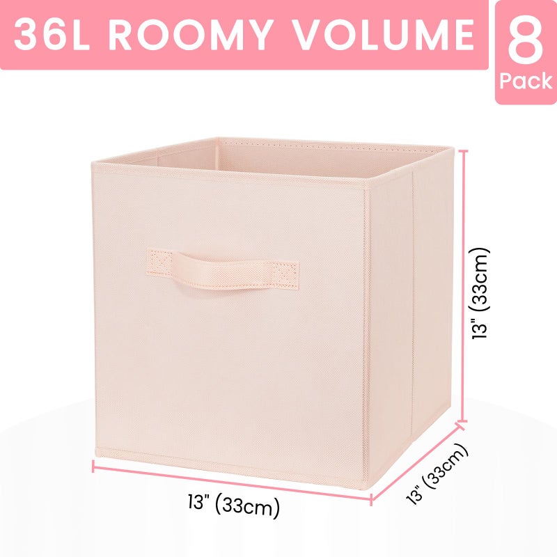 Criusia Storage Cubes - 13 Inch Heavy Duty Fabric Storage Bins for Shelves Closet Cube Organizer - 8 Pack Collapsible Cube Storage Bins Baskets for Clothes Blankets Toys - Nursery Organization - Image 2