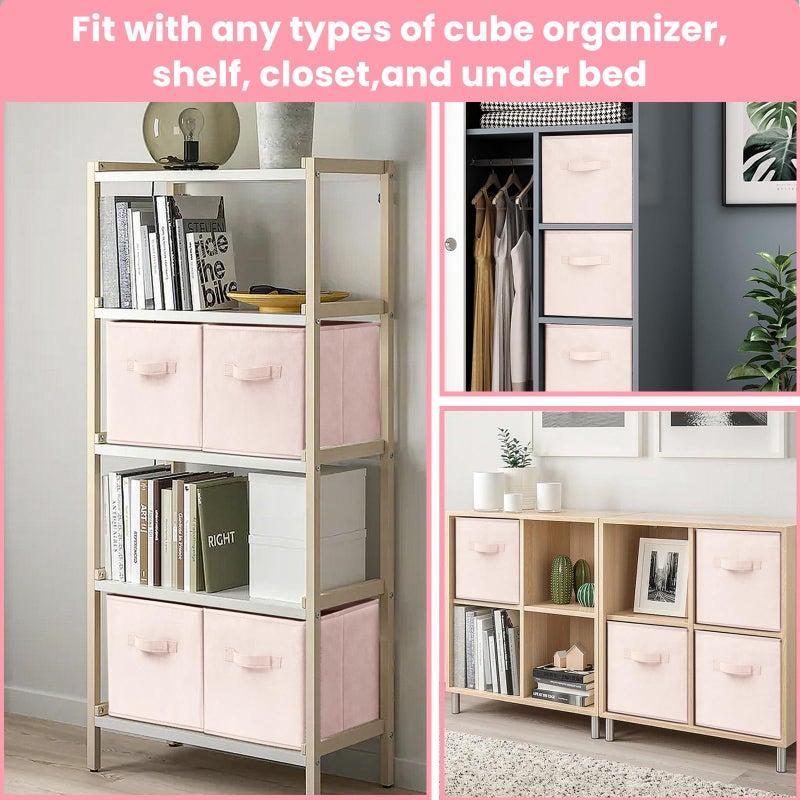 Criusia Storage Cubes - 13 Inch Heavy Duty Fabric Storage Bins for Shelves Closet Cube Organizer - 8 Pack Collapsible Cube Storage Bins Baskets for Clothes Blankets Toys - Nursery Organization - Image 5